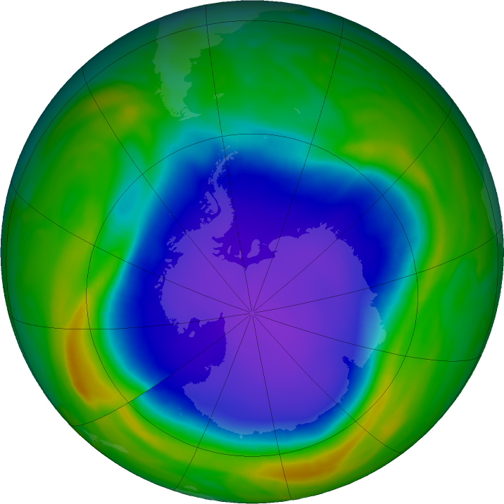 Antarctic ozone map for 02 November 2021